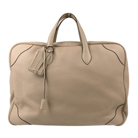 Hermes Tourterelle Gray Taurillon Clemence Victoria 50 Handbag B □D 124166 - Picture 1 of 10